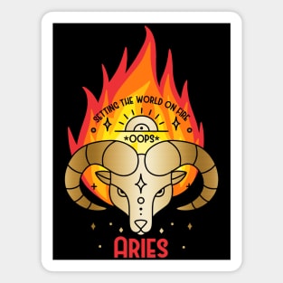 Aries fire faux gold astrology sun sign zodiac birth sign Magnet